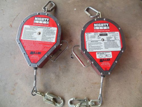 2 Miller Mighty Lite Self Retracting Lifeline RL50SS/50FT 3/16&#034; Steel Cable