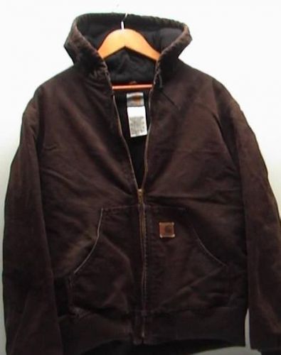 Mens m carhartt hooded sandstone quilted lined work jacket brown j130 dkb bonus for sale