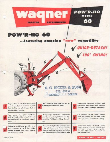 Equipment Brochure - Wagner - Pow&#039;r-Ho 60 - Backhoe Attachment (E1436)