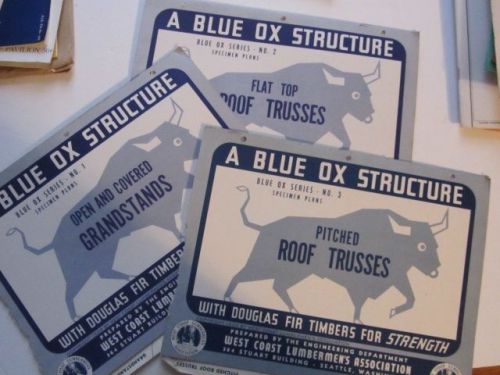OLD 1942 Blue Ox Structures Grandstands, Pitched +  Flat Top Roof Truss Plans