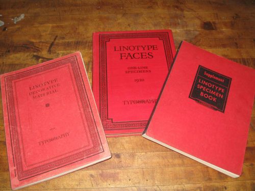 Linotype Faces One Line Specimens Typography 1920 + 2 Supplement books