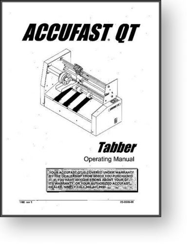 Accufast QT Mail Tabber Operator&#039;s Manual