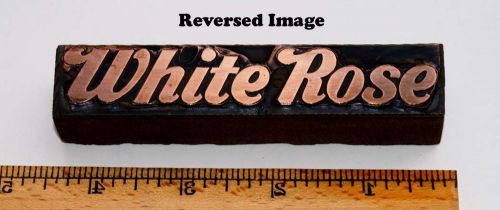&#034;White Rose&#034; Letterpress Printer&#039;s Cut - Copper on Hardwood
