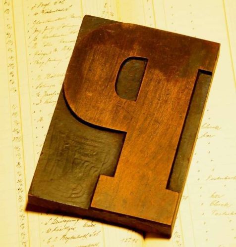 P huge 7.09&#034; letterpress wood printing block vintage woodtype type print stamp