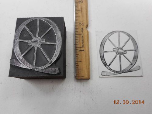 Letterpress Printing Printers Block, Metal Wagon Wheel