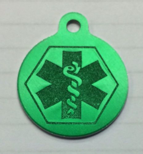 50 green alert 1-1/4 round pet tags economy pre anodized aluminum silver edges for sale