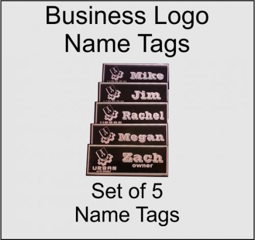 5 Acrylic Business Name Tags with Company Logo, set5 Engraved Name Tags Custom
