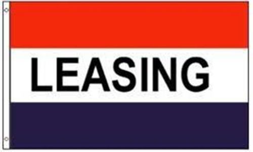 Leasing message 3x5 ft outdoor nylon flag red white blue stripe black letters for sale
