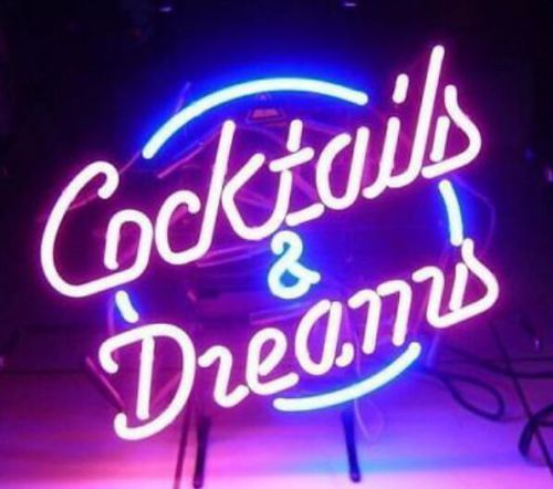 Hot New COCKTAILS AND DREAMS LIGHT SIGN REAL NEON GLASS BEER BAR PUB17&#034;x14&#034;