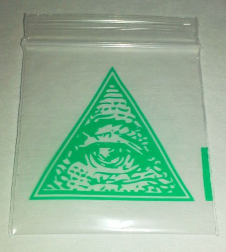 100 Green Print - New World Order 1.5 x 2 Small Ziplock Baggies, 1520 Dime Bags