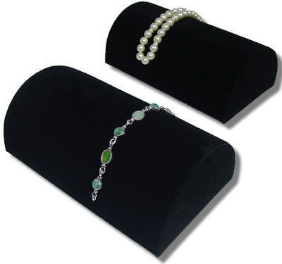 2Pc 8&#034;L BRACELET WATCH CHAIN BLACK VELVET JEWELRY DISPLAY SET RAMP FORM FE4B2