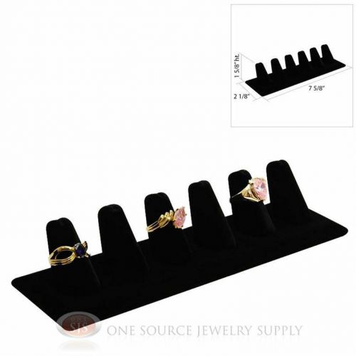1 5/8&#034; Six Finger Black Velvet Ring Display Jewelry Showcase Presentation