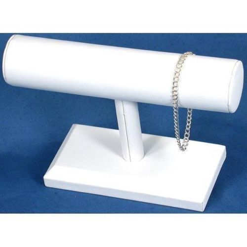 Bracelet and necklace displays and earring bust easel stand white faux leather for sale