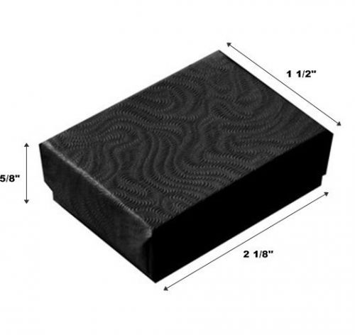 100 Small Swirl Black Cotton Fill Jewelry Display Gift Boxes 2 1/8 x 1 1/2 x 5/8