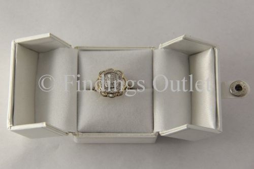 Snap-Tab White Double Door Jewelry Ring Boxes - 1 Dozen