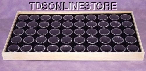 Natural wood stackable 50 space gem tray with blk jars for sale