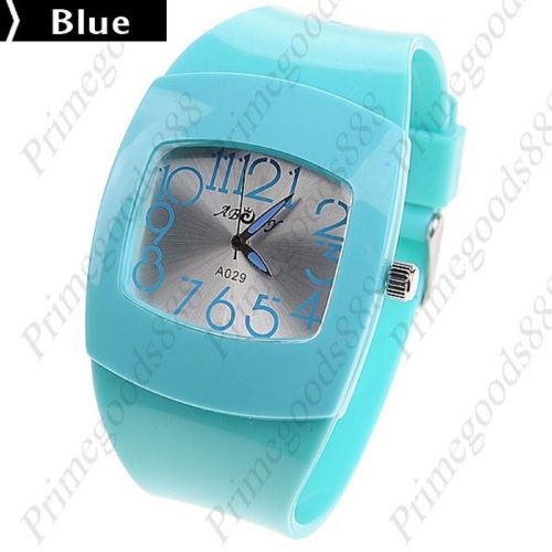 Rubber Band Quartz Analog Wrist Lady Ladies Wristwatch Women&#039;s in Blue