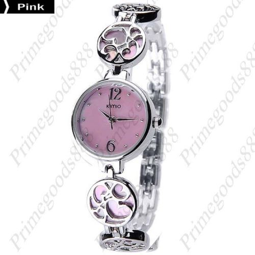 Hearts Silver Alloy Bracelet Bangle Lady Ladies Quartz Wristwatch Women&#039;s Pink