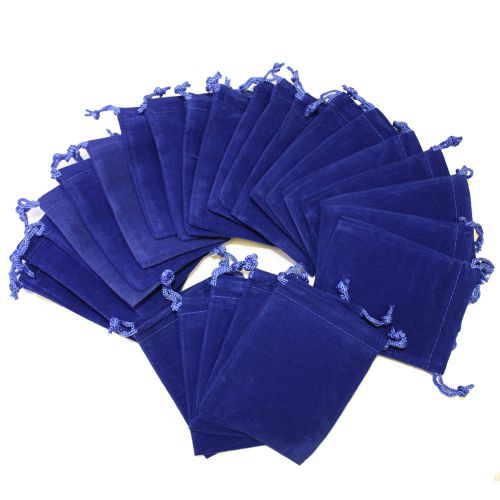 50Pcs ROYAL BLUE 3x4 Jewelry Pouches Velvet Gift Bags