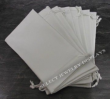 12pc White Leather Jewelry Pouch Pouches 4-1/2&#034; x 7&#034;