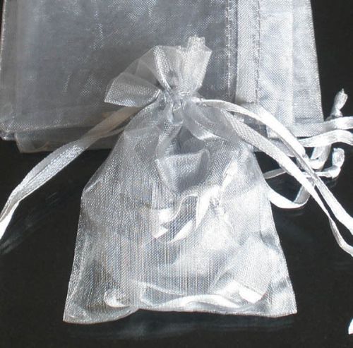 100x Solid Silvery Gray Organza Bag Pouch for Xmas Gift 12x9cm(4.5x3.5inch)