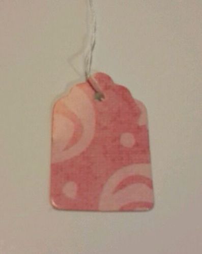 100 1 x 1 5/8&#034; Cotton Candy print price tags with string