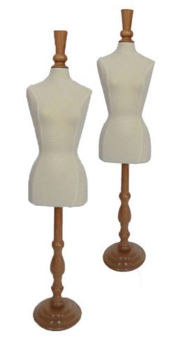 Two mini jersey fabric covered pinnable dress forms for jewelry or doll display for sale