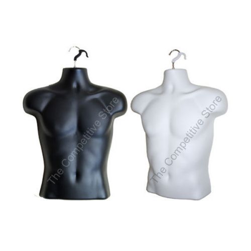 Black + White Male Mannequin Torso Hanging Form - For Small And Medium T-Shirts