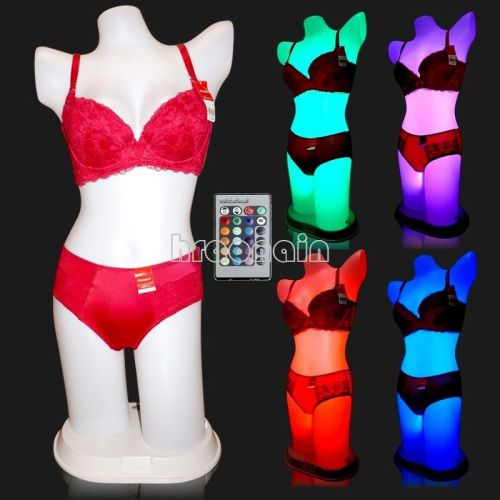 Colors Changing LED Wireless Remote Control light FEMALE DISPALY MANNEQUIN TORSO
