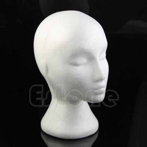 Styrofoam Foam Mannequin Female Head Model Dummy Wig Glasses Hat Display Stand