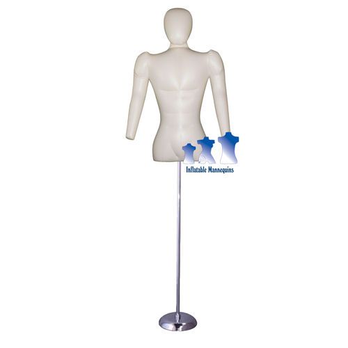 Inflatable Male Torso w/ Head &amp; Arms, Ivory and MS1 Stand