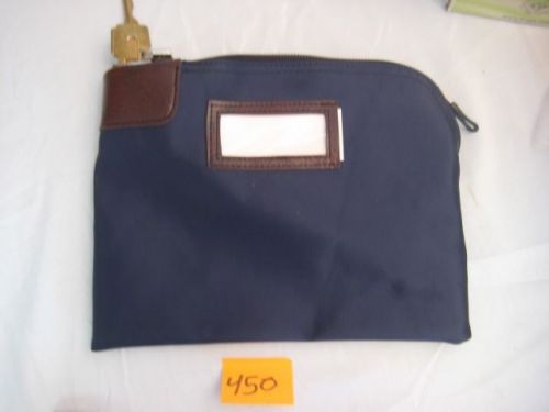 Locking bank money bag w/2 keys blue nylon night deposit cash security 10.5&#034;x8&#034; for sale