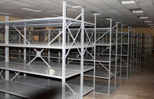 50 sections used bay wide-span steel shelving 24&#034; deep x 84&#034; x wide x 85&#034; high for sale