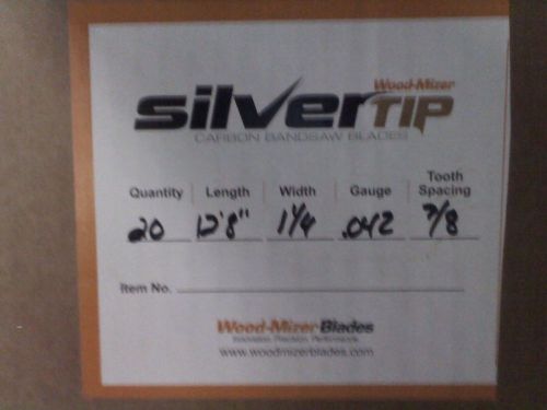 20 Woodmizer Wood Mizer Silver Tip Saw Blades 12&#039;8&#034;x1 1/4&#034;x .042 x 7/8 ts