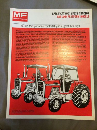 Massey Ferguson Specifications MF575 Tractor Cab + Platform Models Sales Leaflet