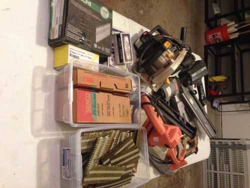Various pneumatic air nailers,saws, assorted nails for sale
