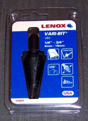 Lenox 30883-VB3 1/4&#034; -  3/4&#034;  Vari-Bit Step Drill With 3/8&#034; Shank - Made in USA