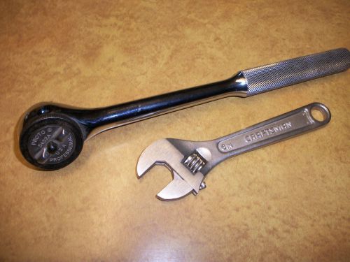 PROTO PROFESSIONAL 5452A 1/2&#034; DRIVE THUMB WHEEL RATCHET  WITH CRAFTSMAN WRENCH C
