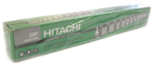 Hitachi 13 Piece Impact Socket Set, 3/8&#034; Drive, 6pt, Shallow