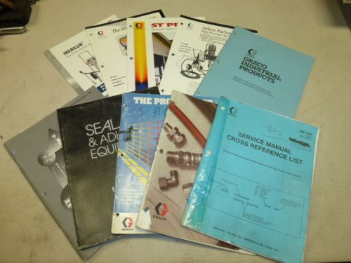 Lot of (10) graco painting tools &amp; supplies service manual, catalogs &amp; brochures for sale