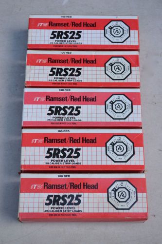 Nib 500 itw ramset red head .25 cal strip loads 5rs25 power 5 boxes of 100 for sale