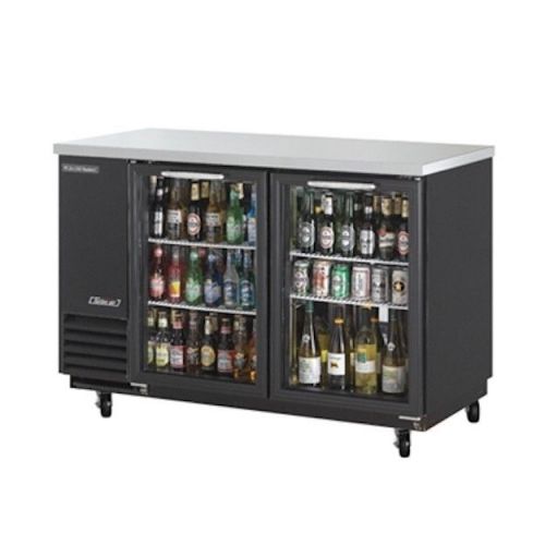 New turbo air 59&#034; black stainless steel (2) glass door bar back!! for sale
