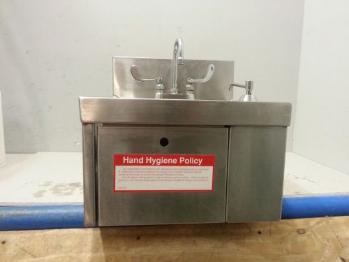 commercial stainless steel hand sink with paper towel and soap dispenser