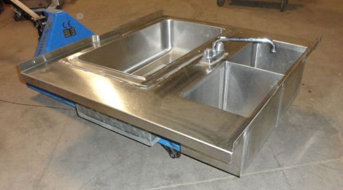 HDUTY GLAS TENDER S.S UNDER COUNTER BAR SINK &amp; ICE BIN WITH COLD PLATE 2 IN/OUT