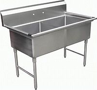 2 Compartment Stainless Steel Sink 18&#034;x18&#034; No Drainbrd