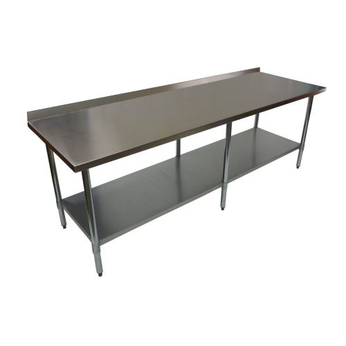 2134 x 610mm NEW STAINLESS STEEL PORTABLE WORK BENCH TABLE W/ WHEELS SPLASH BACK