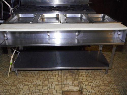 GAS STEAM TABLE, 4-WELL, WARMER, SERVING TABLE, 5-FT., VERY NICE