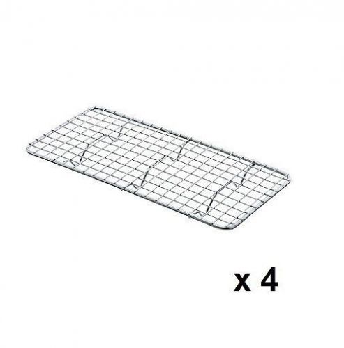 PACK OF 4 CHROME PLATED 4&#034; x 8&#034; WIRE PAN GRATE, COOLING RACK, BAKING, BAKERY