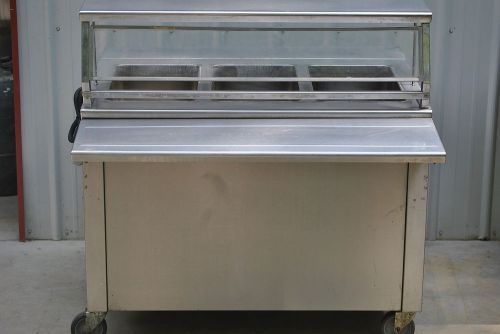 Precision 3 well electric steam /  buffet table with heated cabinet for sale