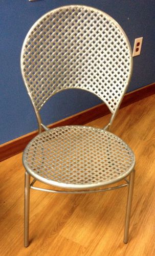 (15) Metal Outdoor Lattice Chairs with Silver Finish